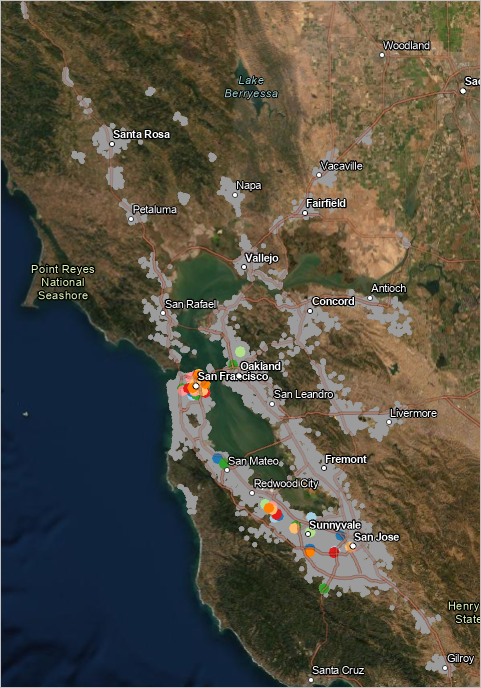 Map showing the OPTICS result layer