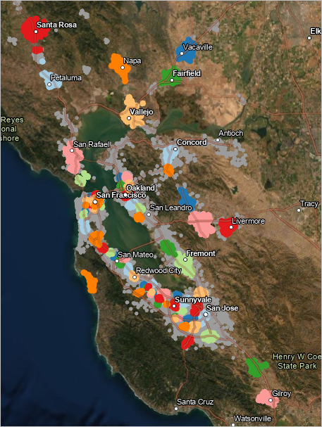 Map showing the HDBSCAN result layer