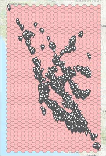 Hexagon tessellation on map