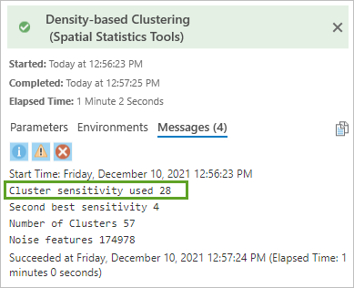 Parameters for the Density-based Clustering tool