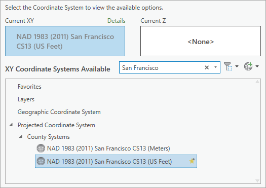 Coordinate System window with new coordinate system selected