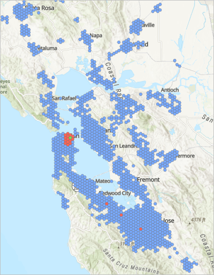 Map showing temporal clusters