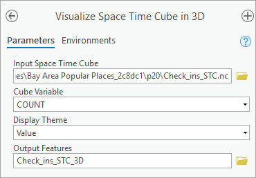 Parameters for the Visualize Space Time Cube in 3D tool