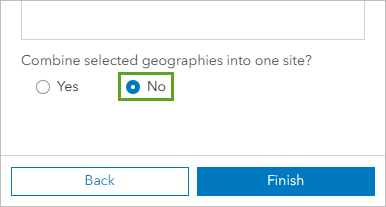 Combine selected geographies into one site parameter with No selected