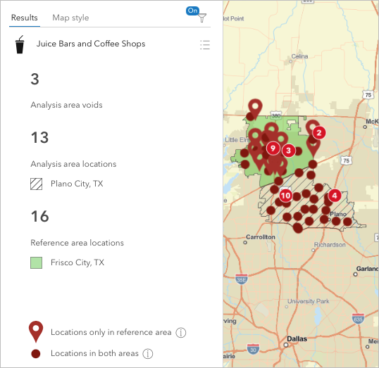 Results filtered to juice bars.