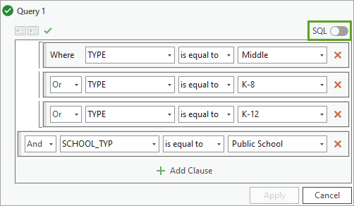 Indentation showing correct grouping of clauses