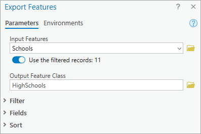 Export Features parameters