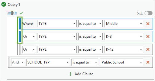 Select clauses to group