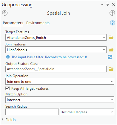 Spatial Join tool parameters