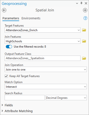 Spatial Join tool parameters