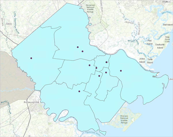 Map showing only public high schools