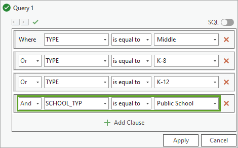 Fourth clause added to the query