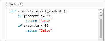 Code in the Code Block box