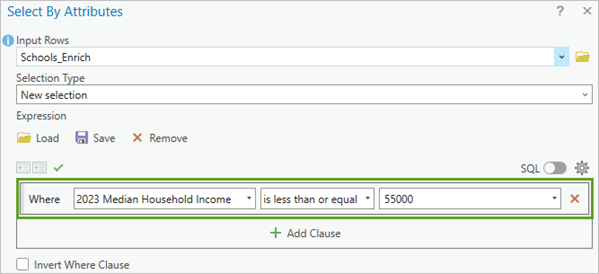 Select By Attributes parameters