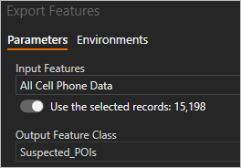 Export Features parameters