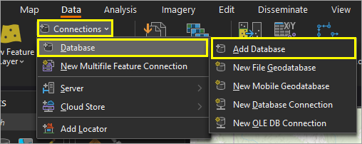 Add Database option in the Connections menu