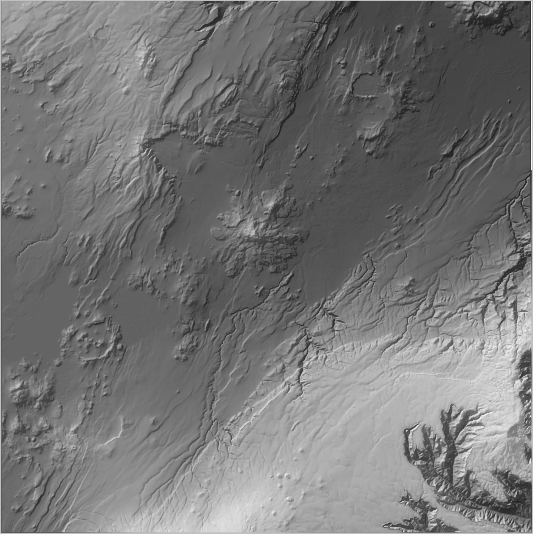 Final hillshade image with many stacked semitransparent layers