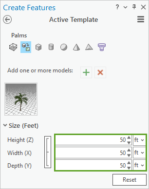 Adjusting palm tree settings