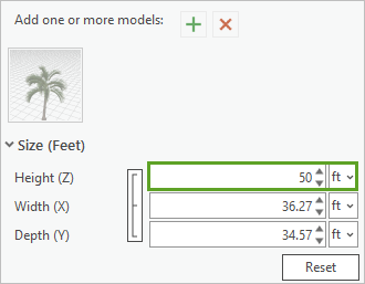 Adjusting palm tree settings