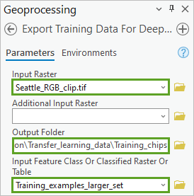Export Training Data For Deep Learning parameters