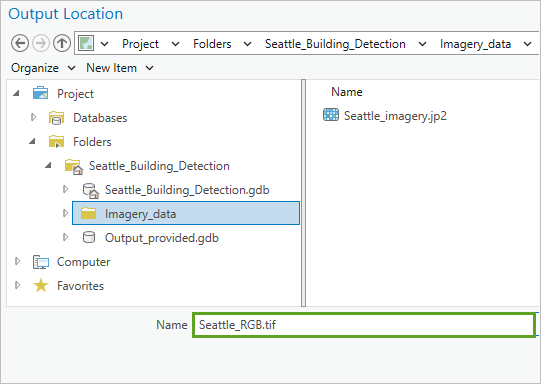 Output Location window