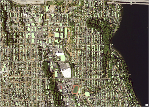 Seattle_buildings output layer on the map