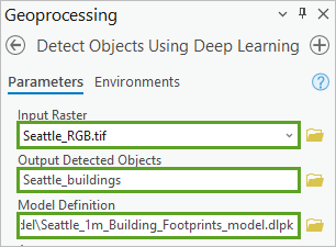 Detect Objects Using Deep Learning parameters