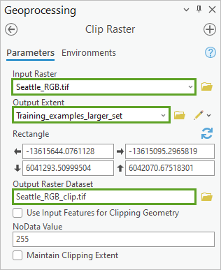 Clip Raster parameters