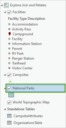 National Parks layer selected