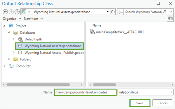 Save relationship class in the Output Relationship Class window.