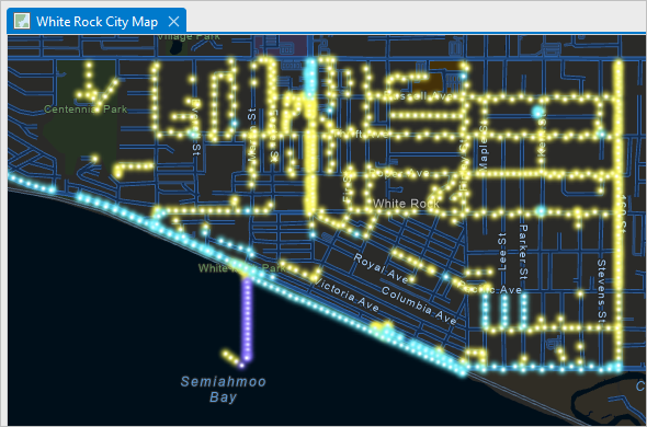 Map of White Rock City with street light data