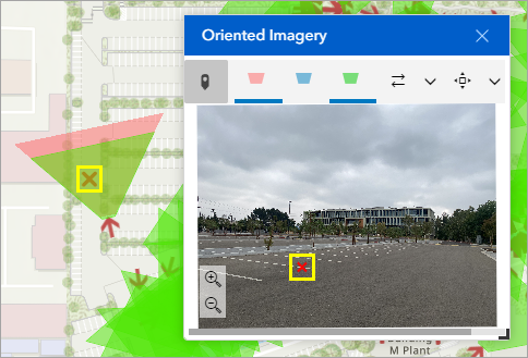 Oriented image on map and in the viewer