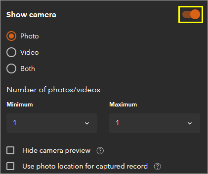 Take photo option enabled