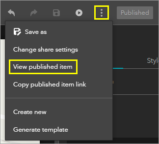 View published item option