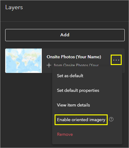 Enable oriented imagery option