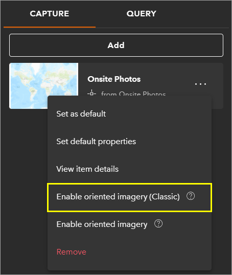 Enable oriented imagery option