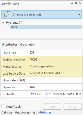 Attributes pane