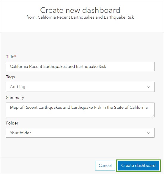 Create new dashboard window