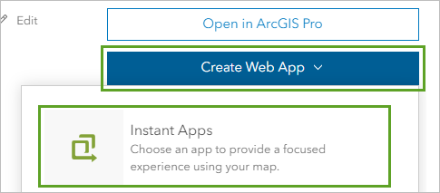 Instant Apps in the Create Web App menu