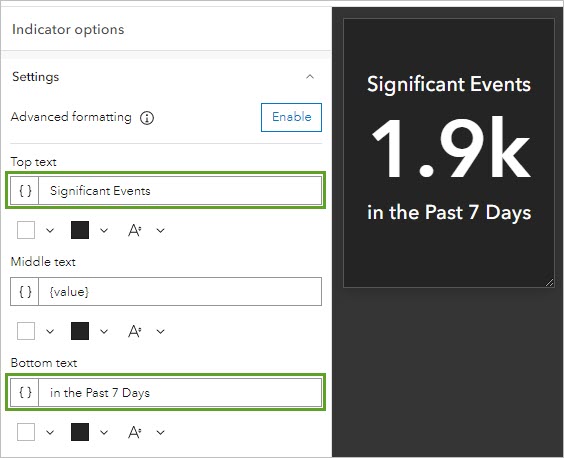 Add explanatory text to the Indicator element.