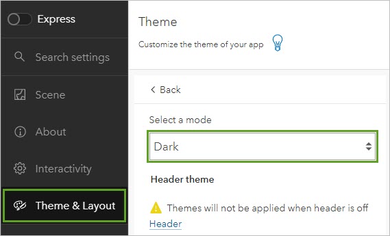 Set a dark theme layout.