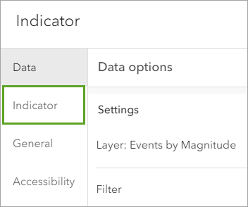 Configure the Indicator element.