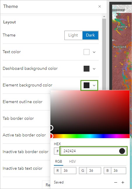 Change Element background color to a dark gray color.