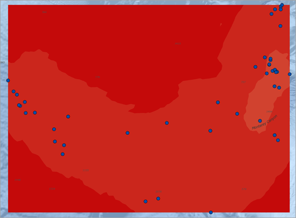 The geostatistical layer renders as standard errors at the ocean's surface.