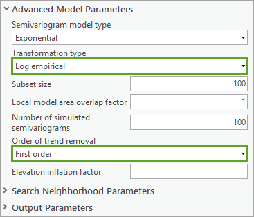 Advanced parameters for the Empirical Bayesian Kriging 3D tool