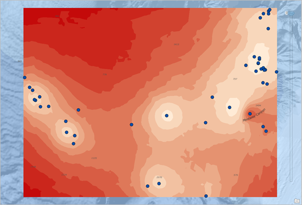 Layer of standard errors at 500-meter depth