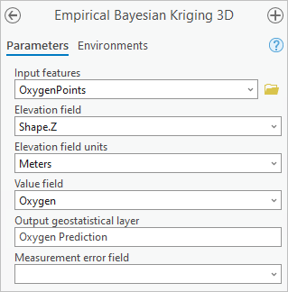 Parameters for the Empirical Bayesian Kriging 3D tool
