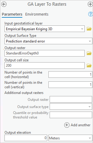 Parameters for the GA Layer To Rasters tool