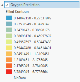 Expand the legend of the Oxygen Prediction layer.