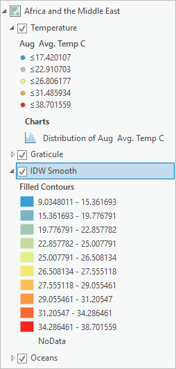 Pane with IDW Smooth layer selected